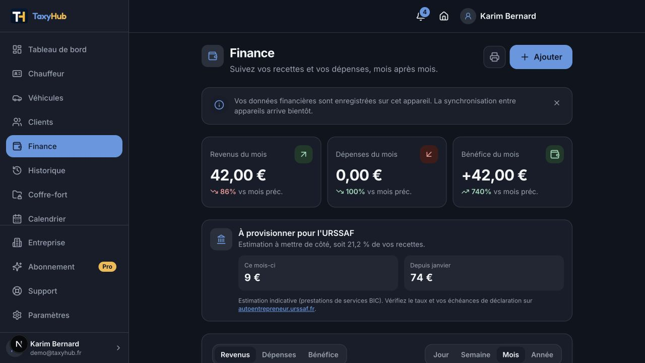 Capture réelle TaxyHub — Finance